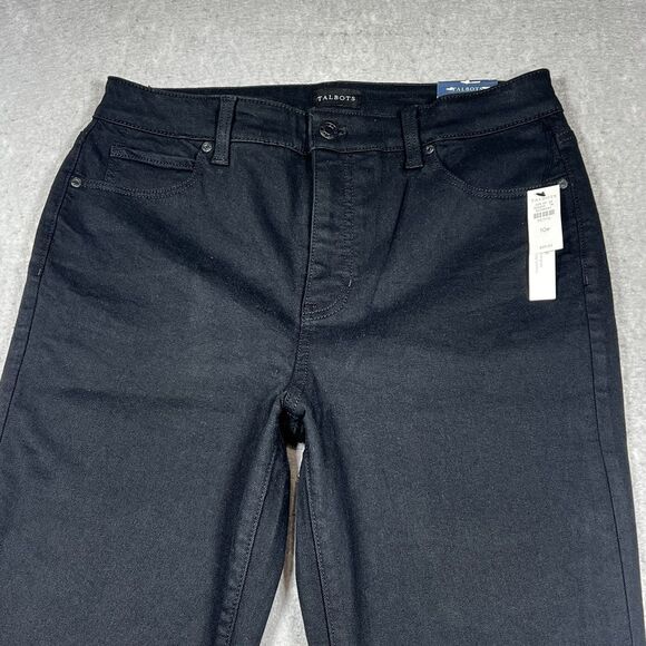 Talbots Straight Leg Black Denim Jeans Womens Size 10P Straight Leg High Waist - Picture 2 of 13